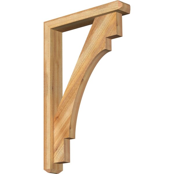 Ekena Millwork Merced Craftsman Rough Sawn Bracket w/ Offset Brace, Western Red Cedar, 4"W x 22"D x 34"H BKT0402X22X34MRC04RWR - main